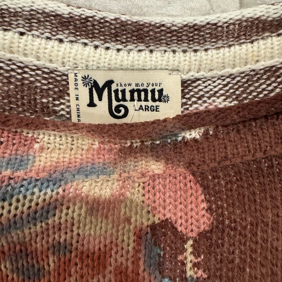 Show Me Your Mumu Chocolate and Roses Knit Bonfire Tunic Sweater rolled neck - Picture 6 of 9